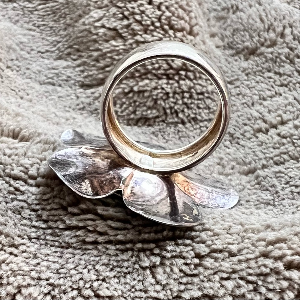 FLOWER RING size 6 Paola Valentini Italy 925 STERLING SILVER - Picture 4 of 5